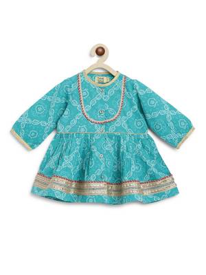 Blue printed cotton kurta set 5