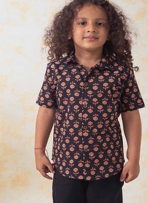 Black printed cotton shirt 1