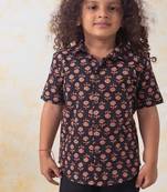 Black printed cotton shirt