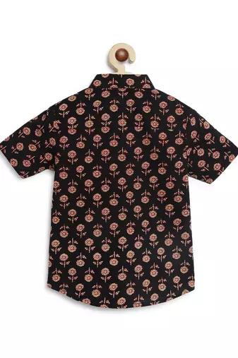 Black printed cotton shirt