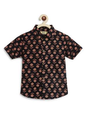 Black printed cotton shirt 4