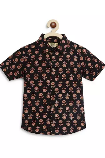 Black printed cotton shirt