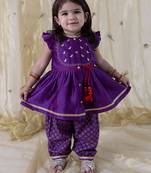 Purple embroidered cotton kurta set