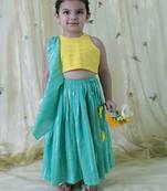 Yellow embroidered cotton lehenga