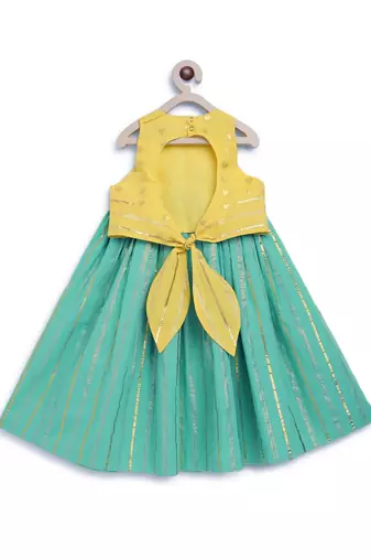 Yellow embroidered cotton lehenga