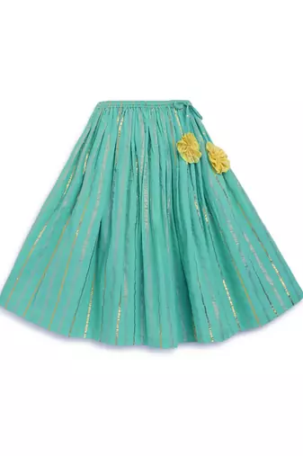 Yellow embroidered cotton lehenga