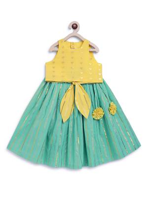 Yellow embroidered cotton lehenga 4