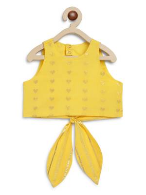 Yellow embroidered cotton lehenga 5