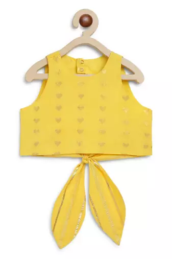 Yellow embroidered cotton lehenga