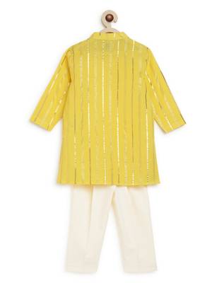Yellow plain cotton kurta set 2