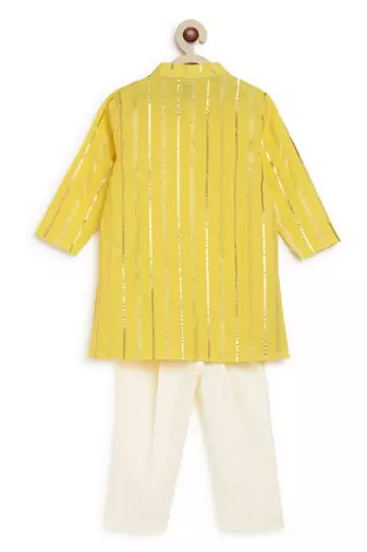 Yellow plain cotton kurta set