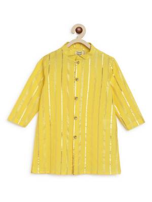 Yellow plain cotton kurta set 5