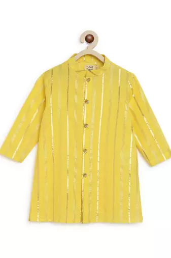Yellow plain cotton kurta set