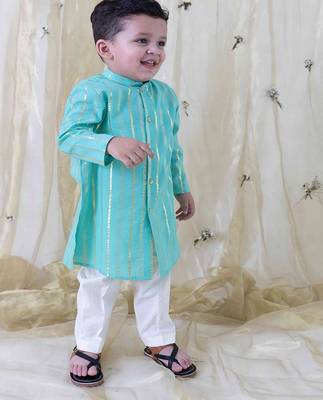 Green plain cotton kurta set 2