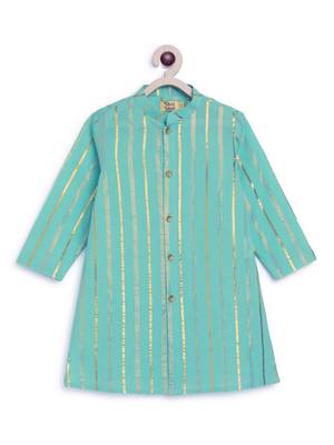 Green plain cotton kurta set 5