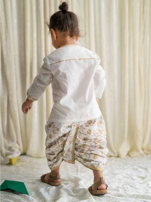 White embroidered cotton kurta set 2