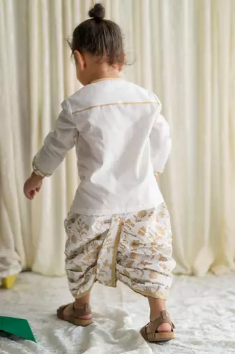 White embroidered cotton kurta set