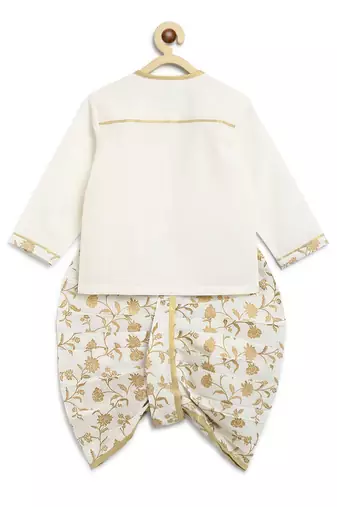 White embroidered cotton kurta set