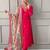 Pink color silk blend embroidred kurti pant dupatta