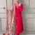 Pink color silk blend embroidred kurti pant dupatta