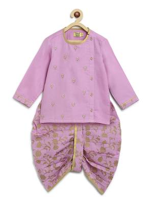 Purple embroidered cotton kurta set 2