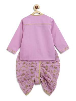 Purple embroidered cotton kurta set 3