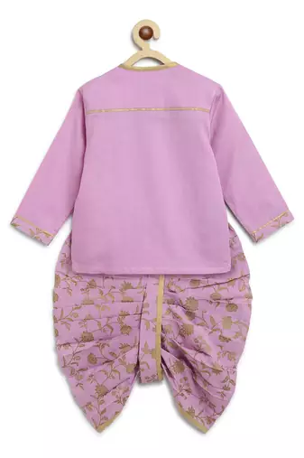 Purple embroidered cotton kurta set