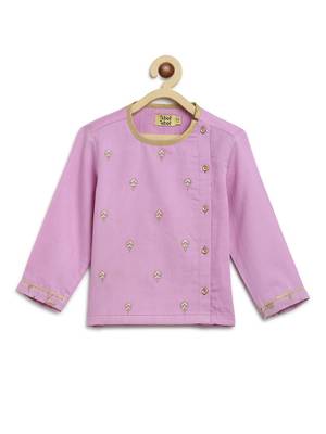 Purple embroidered cotton kurta set 4