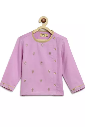 Purple embroidered cotton kurta set