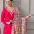 Pink color silk blend embroidred kurti pant dupatta