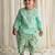Green embroidered cotton kurta set