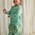Green embroidered cotton kurta set