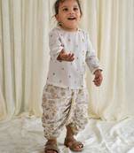 White embroidered cotton kurta set