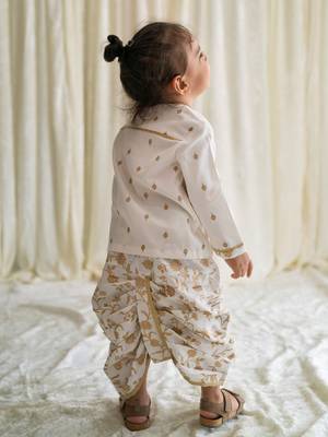White embroidered cotton kurta set 2