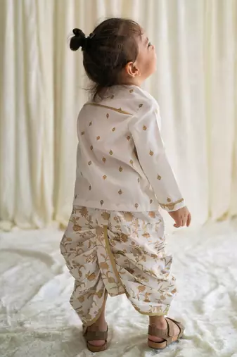 White embroidered cotton kurta set