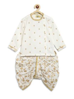 White embroidered cotton kurta set 3