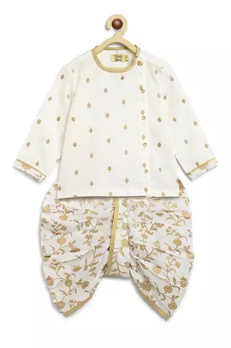 White embroidered cotton kurta set