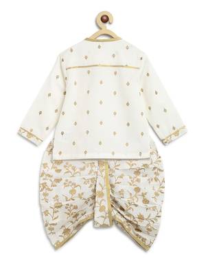 White embroidered cotton kurta set 4