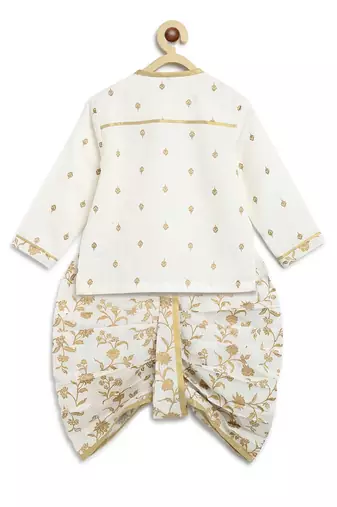 White embroidered cotton kurta set