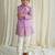 Purple embroidered cotton nehru jacket set
