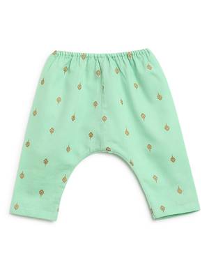 Green embroidered cotton jhabla set 4