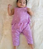 Purple embroidered cotton jhabla set