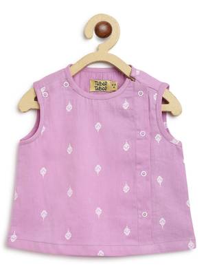 Purple embroidered cotton jhabla set 2