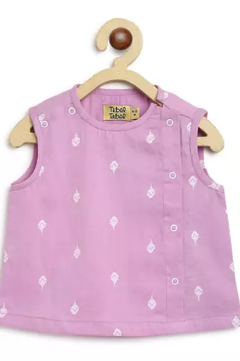 Purple embroidered cotton jhabla set
