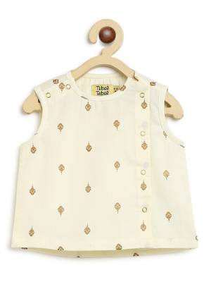 Cream embroidered cotton jhabla set 3