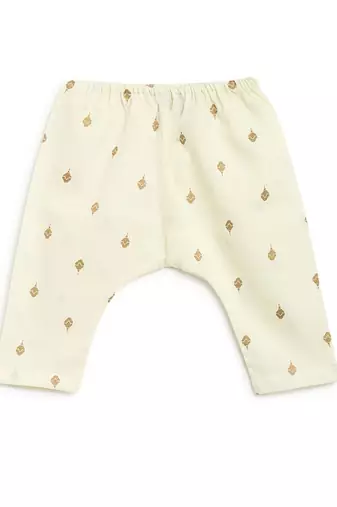 Cream embroidered cotton jhabla set