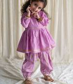 Purple embroidered cotton kurta set