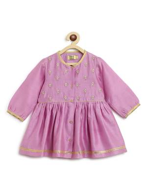 Purple embroidered cotton kurta set 4