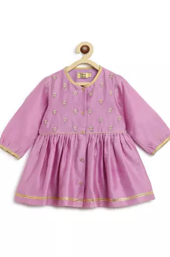 Purple embroidered cotton kurta set