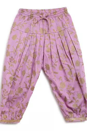 Purple embroidered cotton kurta set